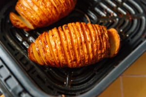 Hasselback potatoes in an air fryer.