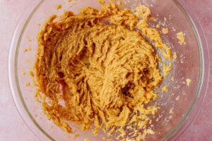 Mixing wet ingredients for cookies.