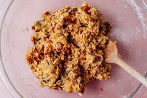 Mixing ingredients for cookies.