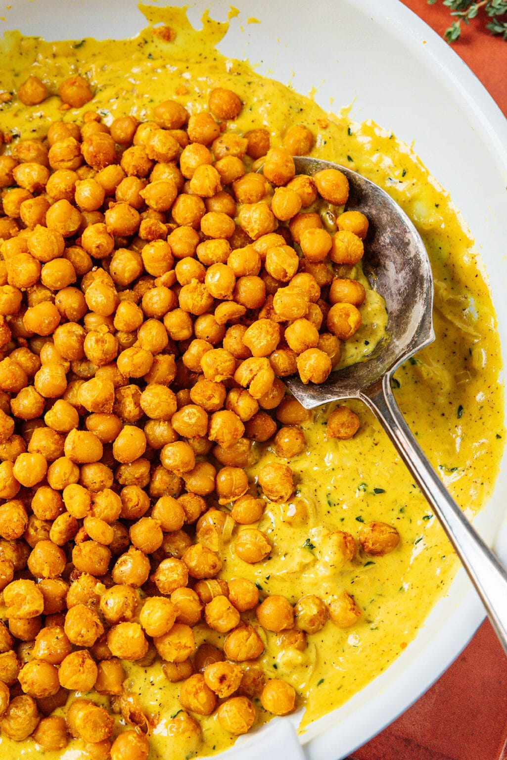Crispy Golden Chickpeas With Mustard Shallot Sauce | Live Eat Learn
