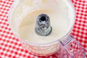 Whipped feta in a food processor.