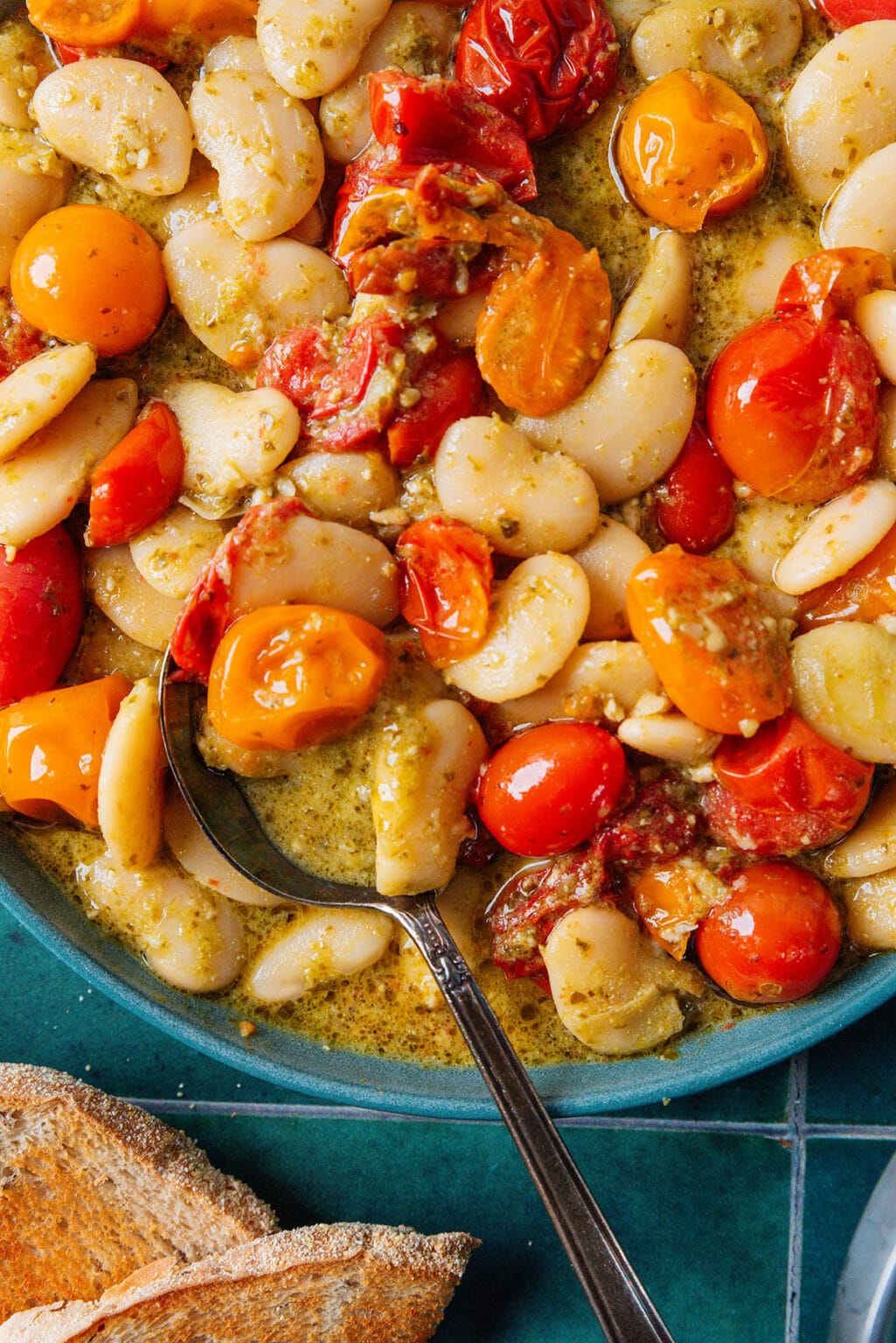 Creamy Pesto Butter Beans Skillet (6 Ingredients) | Live Eat Learn