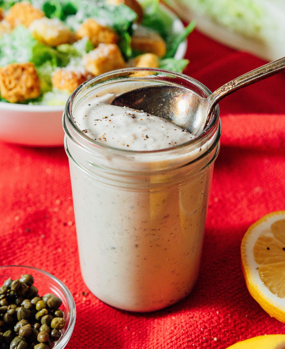 Ultra-Creamy Tahini Caesar Dressing (Vegan!)
