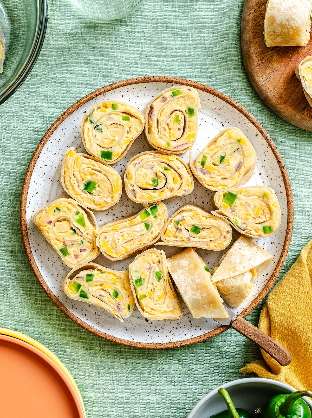 Jalapeno Popper Chickpea Pinwheels